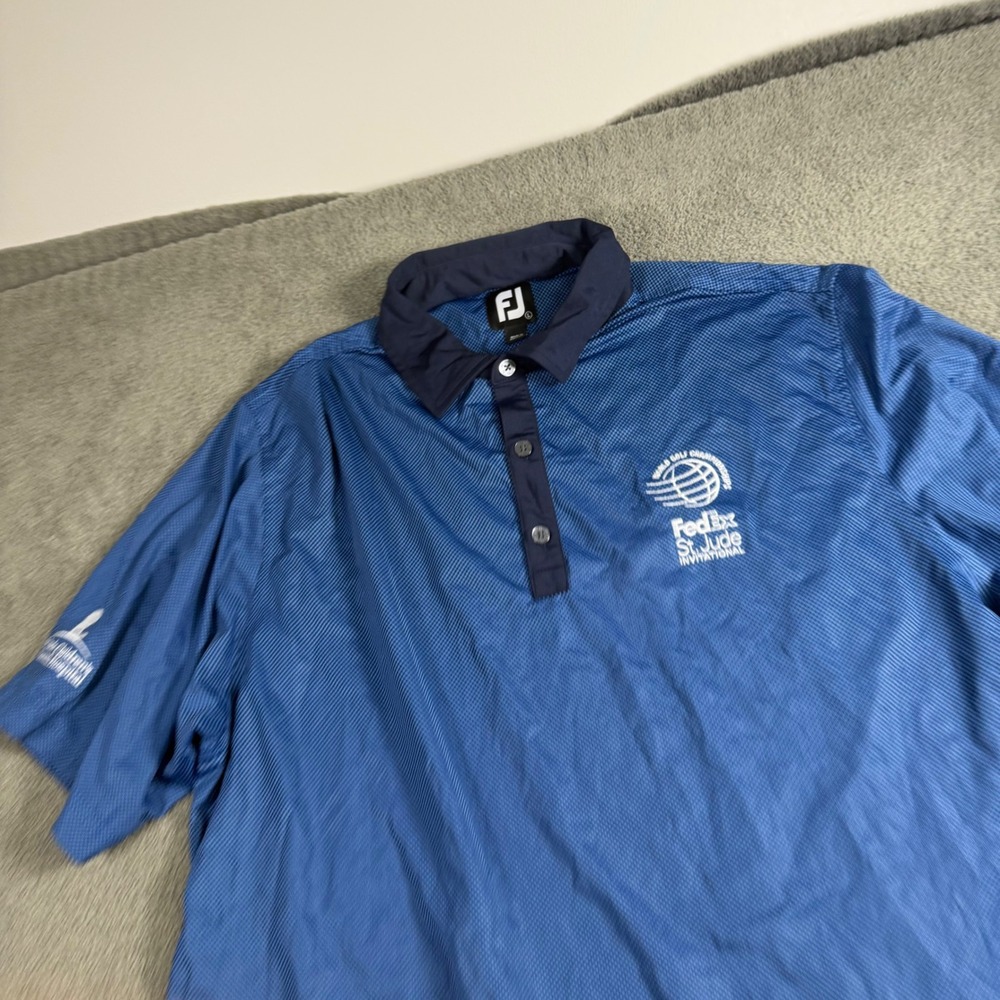FootJoy Mens FedEx St Jude Invitational Golf Polo Shirt Blue Large WGC Logo